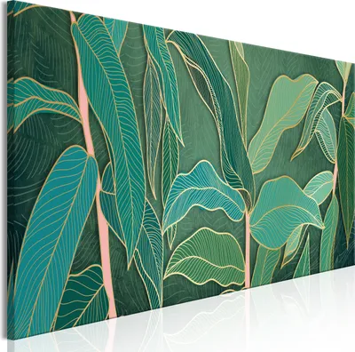 Image de Tableau moderne b-C-0757-b-a (150x50 cm) - 1 pièce Images Photographie sur toile Photo Image Décoration Tableaux muraux Impression artistique FEUILLES BOTANIQUE