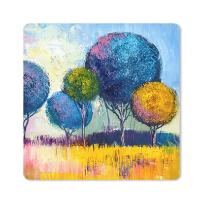 Produktbild von MuchoWow® Mauspad Mousepad Gemälde - Ölfarbe - Baum - Natur 20x20 cm - Mousepads - Maus Mat - Pad - Mausunterlage - Desk Mat - Bureauartikeln