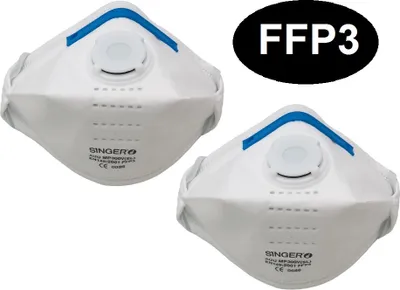 Produktbild von Atemschutzmaske FFP3 mit Ventil 2er Set SINGER Filtrierende Halbmaske Mundschutz FFP3
