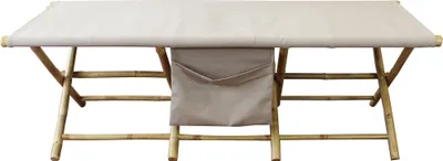 Immagine prodotto di Milani Home - lettino prendisole da giardino, bamboo e tessuto, beige, 180 x 80 x 48 cm