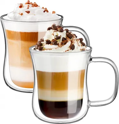 Produktbild von Doppelwandige Latte Macchiato Kaffeetassen Glas 2 Stück 350ml
