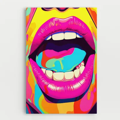 Produktbild von ARTHUB® Leinwandbild 20x30 cm, Pop Art Mouth | Wohnzimmerdekoration, Hängende Bilder, Wanddekoration, Heimdekoration, Frauen, Lippen