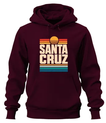 Obrázok produktu pre Mikina s kapucňou "Santa Cruz California Sunset Retro Vintage Kalifornien", burgundová farba, veľkosť 3XL