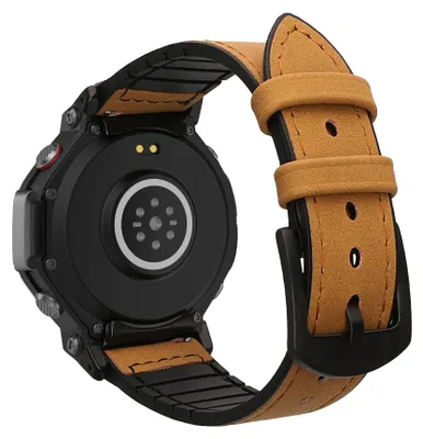 Produktbild von kwmobile Kunstleder Ersatzarmband kompatibel mit Amazfit T-Rex 3 Armband - Sportarmband aus Kunstleder und Silikon mit Uhrenverschluss