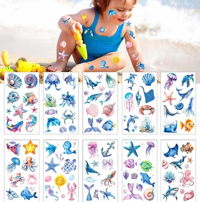 Produktbild von Unbekannt Temporäre Tattoos für Kinder 20 Blätter Meerestiere
