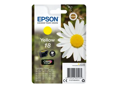 Produktbild von Epson Daisy Singlepack Yellow 18 Claria Home Ink, Gelb, Tinte auf Pigmentbasis, 3,3 ml, 1 Stück(e), 180 Seiten