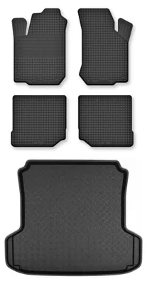 Zdjęcie produktu dla Dywaniki gumowe + mata bagażnika do Seat Toledo II 1998-2004 (standardowy bagażnik) – czarne, dobierane – Wielganizator Semi-Universal