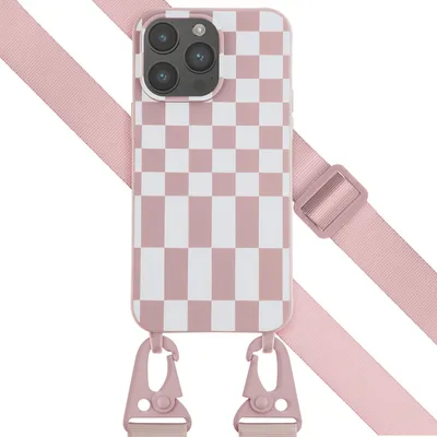 Produktbild von Selencia SilikonHülle design mit abnehmbarem Band iPhone 14 Pro Max - Irregular Check Sand Pink