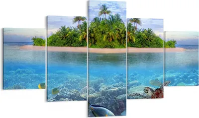 Produktbild von Bild auf Leinwand - Leinwandbild - Strand lagune wasser ozean - 125x70cm - Wand Bild - Wanddeko - Leinwanddruck - Bilder - Kunstdruck - Wanddekoration - Leinwand bilder - Wandkunst - EA125x70-2686