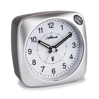 Produktbild von Atlanta 1794/19 Wecker Funk analog Funkwecker silbern mit Licht Snooze