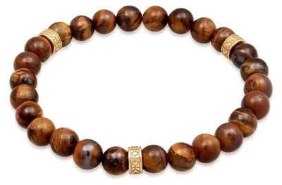 Immagine prodotto di Bracciale da uomo in argento con dettagli in pietra occhio di tigre