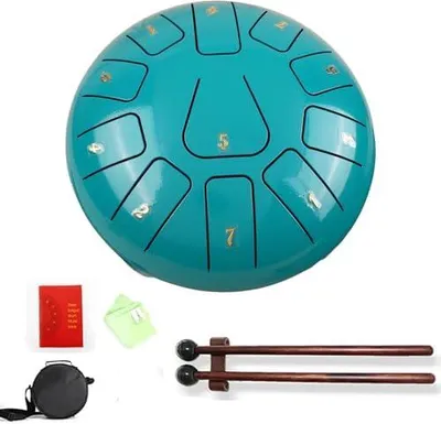 Produktbild von Steel Tongue Drum, 8 Zoll 11 Töne, Meditationsinstrument Inkl. Tasche & Schlägel