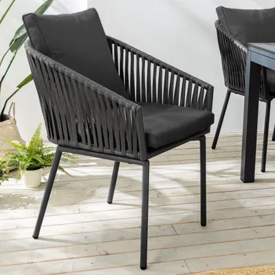 Produktbild von riess-ambiente Stuhl ROPE anthrazit Metall In- und Outdoor Gartensessel inkl. Kissen wetterfest