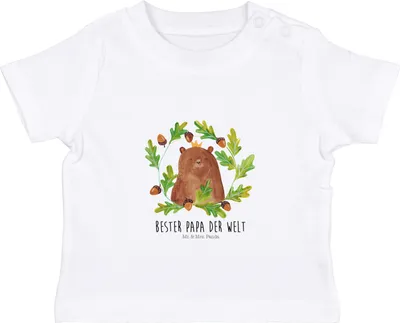 Produktbild von Mr. & Mrs. Panda  T-Shirt Bär König 6. - 12. Monat - Weiß - Geschenk, Vatertag, Organic Baby Shirt, Kinder Top, Vater, Papa, Teddy, Daddy, Dad, Babyshirt