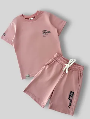 Immagine prodotto di Completo estivo per bambini - Maglietta e pantaloncini - Rosa - Traspirante - Comodo e unisex taglia 116, età 6 anni