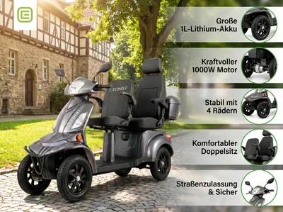 Produktbild von E-Seniorenmobil Vista Quarter-1L, Lithium-Akku, 4-Rad, 1000W, groß Sitz, Grau