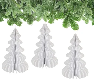 Produktbild von Weihnachtsdeko Tannenbäume zum Aufhängen Weiß 6er Set
