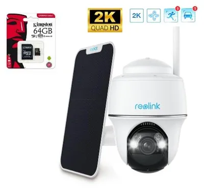 Produktbild von Reolink Argus Pt 2K, Kabellose 5Mp IP-Kamera mit Akku 64Gb 470 g 128 GB