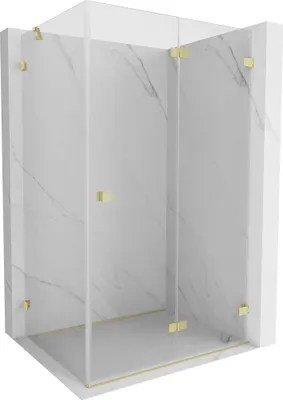 Produktbild von Mexen Lunar-F Duschkabine klappbar rechts 100 x 80 cm, transparent, gold gebürstet - 836-100-080-55-00-P