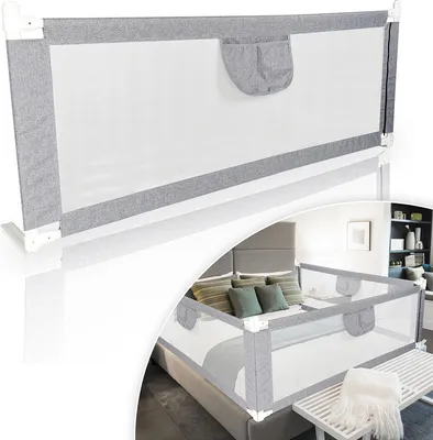 Produktbild von Hengda Baby Bettgitter Kinderbettgitter Bettschutzgitter mit Vertikal anhebbar und Einhandbedienung zum Schutz vor Stürzen für Babys und Kinder - 180CM