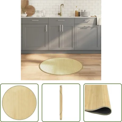 Produktbild von The Living Store Teppich Rund Hell Natur 80 cm Bambus