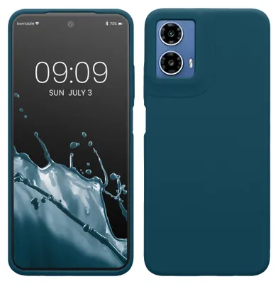 Produktbild von kwmobile Handyhülle für Motorola Moto G34 5G Hülle - Case Silikon - Kabelloses Laden - Schutzhülle Cover in Petrol