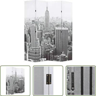 Obrázok produktu pre The Living Store Rozdeľovač izieb skladací 160 x 170 cm New York cez deň čiernobiely
