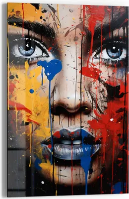 Produktbild von DEQOART Glasbild Echtglas 40x60 cm 'Farbenfesselnder Blick' Wandbild Bild modern Deko