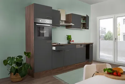 Produktbild von Küche Küchenzeile Küchenblock Einbauküche Eiche York Grau Oliver 280 cm Respekta