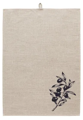 Produktbild von Frohstoff Geschirrtuch Olive Leinen Natur Oliveschwarz