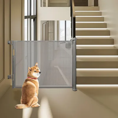 Image de Barrière de sécurité pour animaux de compagnie, 86x150 cm, réglable, avec serrure, pour portes et escaliers
