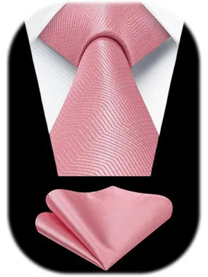 Productafbeelding van Set met das en zakdoek, heren, elegant, roze, jacquard, 8,5 cm breed