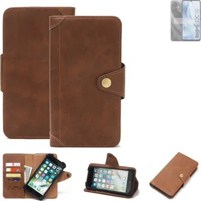 Produktbild von K-S-Trade Handyhülle kompatibel mit Xiaomi Redmi 13C 5G Schutz Hülle Walletcase Bookstyle Tasche Case Handytasche Wallet Flipcase Cover PolyurethanBraun