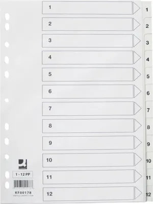 Image de Intercalaire A4 PP 1-12 blanc