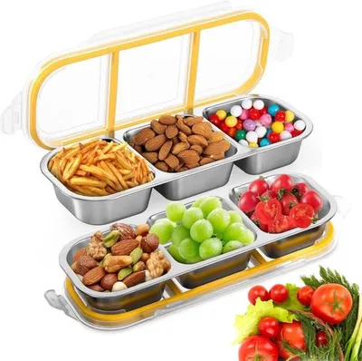 Edelstahl Snackbox mit Fächern, auslaufsichere Bento-Box für Kinder, wiederverwendbare Lebensmittelbehälter mit luftdichtem