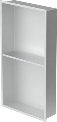 Obrázek produktu pro LuxeBath Nástěnná dvojitá výklenka z nerezové oceli, 30x60x10 cm, stříbrná, sprchový kout s rámem, obkládatelná výklenka na koupelnové potřeby, sprchová polička, sprchový regál