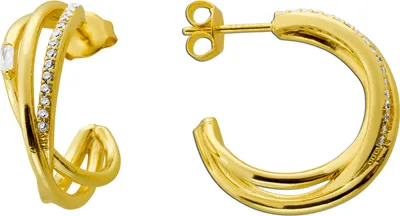 Produktbild von Ohrstecker Creolen Silber 925 Gelbgold vergoldet weiße Zikonia