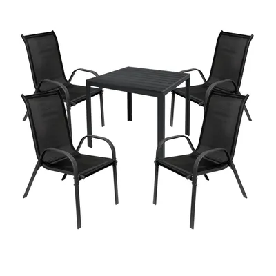 Produktbild von Gartengarnitur Sitzgarnitur 5-tlg. 80x80cm Non-Wood Anthrazit/Schwarz