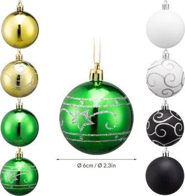 Image de Boules de Noël vertes, 24 pièces, plastique incassable
