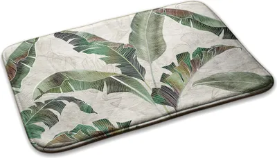 Produktbild von Teppich Wohnzimmer Schlafzimmer Modern - 75 cm x 45 cm - Tropische Blätter