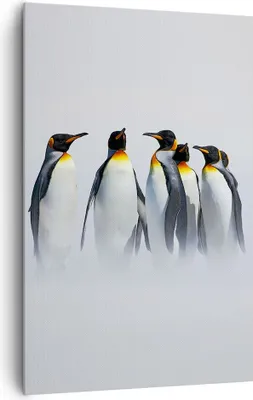 Produktbild von Bild auf Leinwand - Leinwandbild - Einteilig - Pinguine Winter Schnee Spaziergang - 80x120cm - Wand Bild - Wandbilder - Leinwanddruck - Wanddekoration - Leinwand bilder - Wandbild - PA80x120-2893