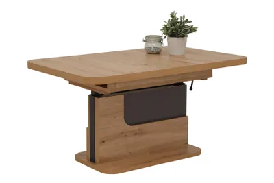Produktbild von Couchtisch mit Funktion, Sofatisch Herbert - ausziehbar/höhenverstellbar - Artisan Eiche/Anthrazit - Synchronauszug - Säulengestell