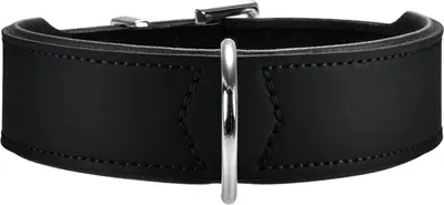 Zdjęcie produktu dla Obroża Hunter Basic 55 niklowa, obwód szyi 41–49 cm, skóra typu croupon czarna / skóra nappa czarna