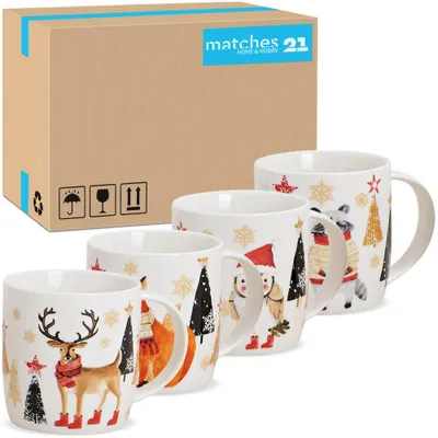 Produktbild von Weihnachtstassen 36er Set Tiere Hirsch Fuchs Eule Kaffeetassen