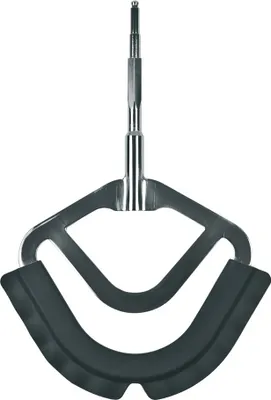 A kitchen appliance attachment, likely a whisk or beater, is shown against a white background.
