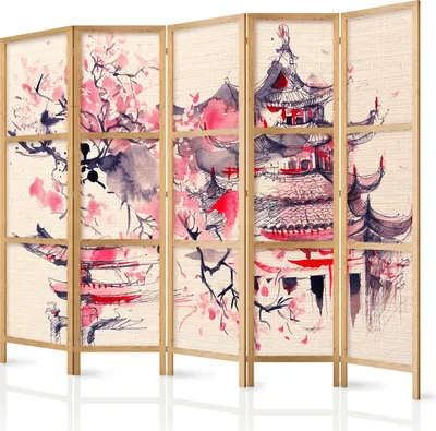 Obrázek produktu pro Orient Japonský paraván 225x172 cm 5dílný béžový
