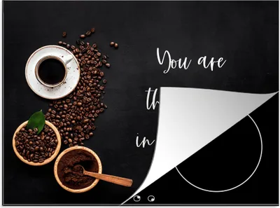 Produktbild von KitchenYeah© Herdabdeckplatte Sprichwörter - Zitate - Du bist die Sahne in meinem Kaffee - Liebe - Kaffee , 71x52cm, Küche Deko, Glaskeramikkochfeld Herdabdeckung, Abdeckplatte fùr Kochfeld