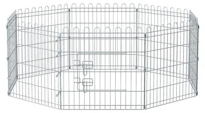 Produktbild von Welpengehege aus Metall mit 8 Zaunelementen - Tierheim, Stahl, Silber