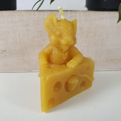 Produktbild von Bienenwachskerze Maus Kerze im Käse 6,5 cm