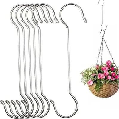 Produktbild von 6 lange Haken zum Aufhängen, 39,9 cm, robuste S-förmige Hängehaken für Pflanzen und Dekorationen